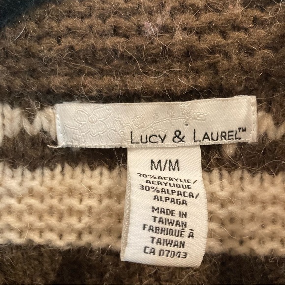 LUCY & LAUREL Sz M for Anthropologie Lambswool Blend Crossover Closure Cardigan - Picture 5 of 8